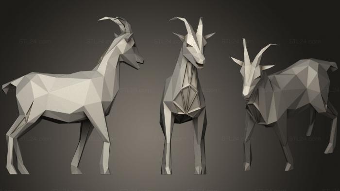 Animal figurines (Polygonal Black Goat Parametric, STKJ_1312) 3D models for cnc