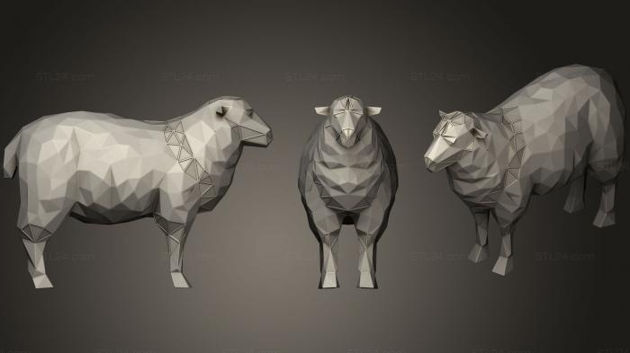 Статуэтки животных (Параметрическая Полигональная Черная Овца, STKJ_1313) 3D модель для ЧПУ станка