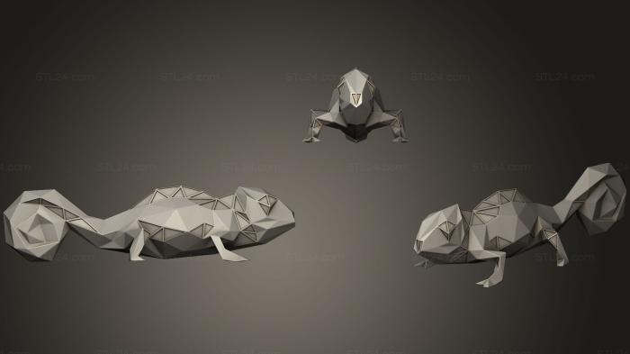Animal figurines (Polygonal Chamaeleon Parametric, STKJ_1316) 3D models for cnc