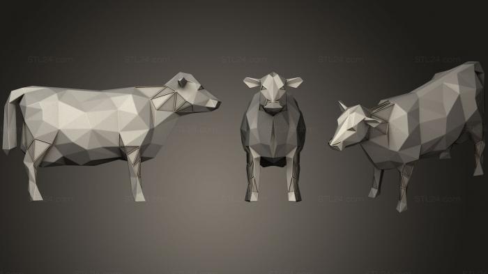 Animal figurines (Polygonal Cow Parametric, STKJ_1317) 3D models for cnc