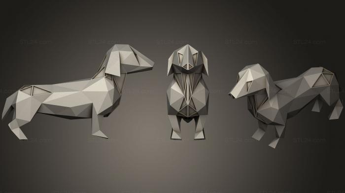 Animal figurines (Polygonal Dachshund Parametric, STKJ_1320) 3D models for cnc