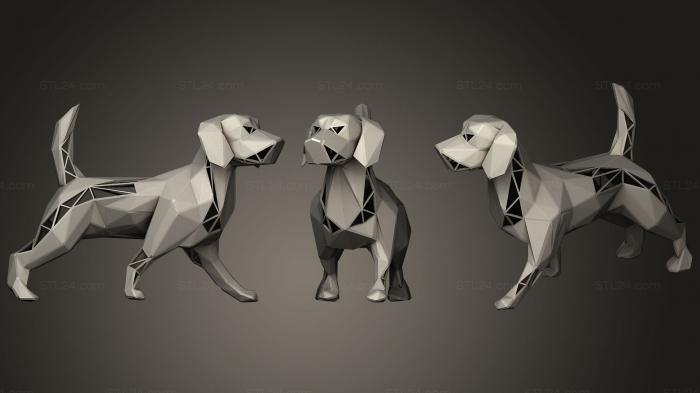 Статуэтки животных (Параметрическая Полигональная собака, STKJ_1322) 3D модель для ЧПУ станка