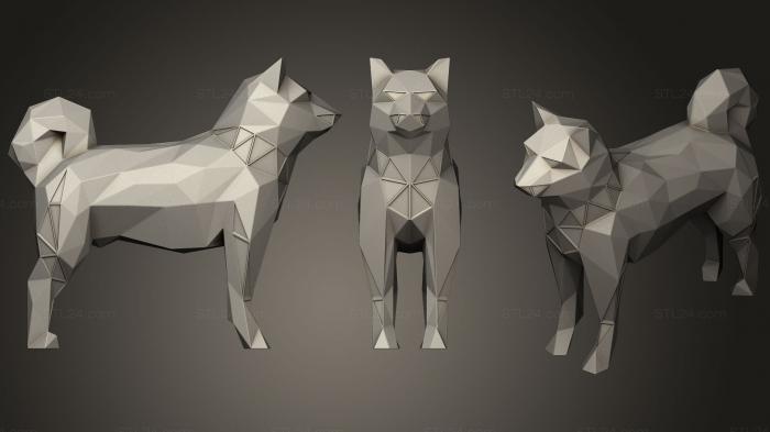 Статуэтки животных (Полигональная Собака Шиба Параметрическая, STKJ_1323) 3D модель для ЧПУ станка