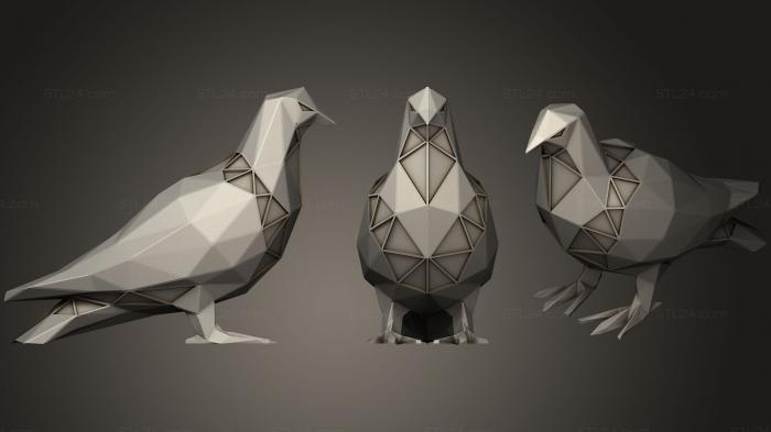 Animal figurines (Polygonal Dove Parametric, STKJ_1324) 3D models for cnc
