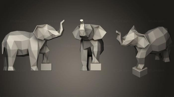 Статуэтки животных (Полигональный Параметрический слоненок, STKJ_1326) 3D модель для ЧПУ станка