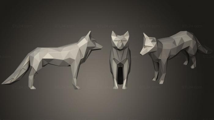 Статуэтки животных (Полигональный Параметрический Фокс, STKJ_1329) 3D модель для ЧПУ станка