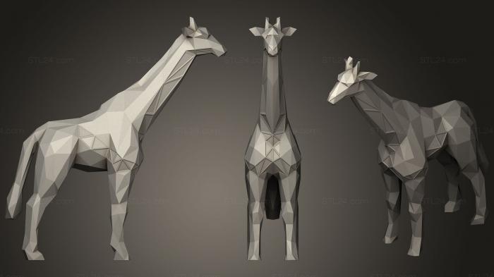 Статуэтки животных (Полигональный Параметрический Жираф, STKJ_1332) 3D модель для ЧПУ станка