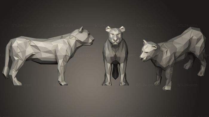 Статуэтки животных (Параметрическая Полигональная Львица, STKJ_1341) 3D модель для ЧПУ станка