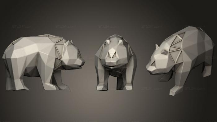 Animal figurines (Polygonal Panda Parametric, STKJ_1345) 3D models for cnc