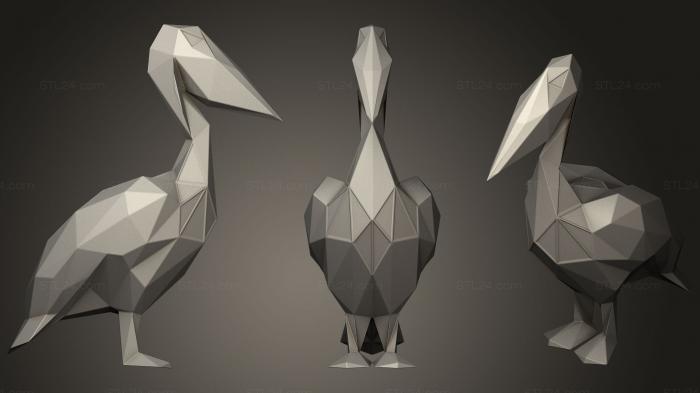 Статуэтки животных (Параметрический многоугольный Пеликан, STKJ_1346) 3D модель для ЧПУ станка