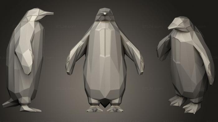 Статуэтки животных (Полигональный Параметрический Пингвин, STKJ_1347) 3D модель для ЧПУ станка