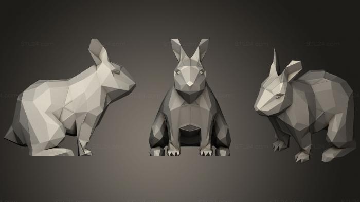 Статуэтки животных (Параметрический Полигональный кролик, STKJ_1351) 3D модель для ЧПУ станка