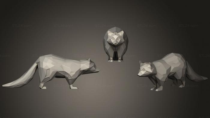 Статуэтки животных (Полигональный Раккон Параметрический, STKJ_1352) 3D модель для ЧПУ станка