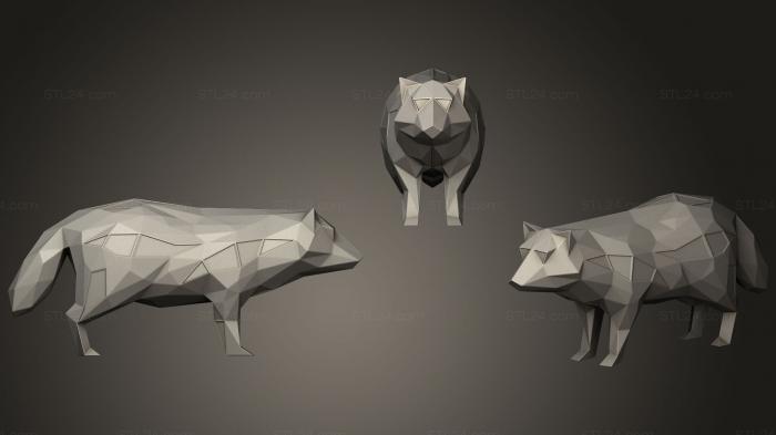 Статуэтки животных (Полигональная Параметрическая енотовая собака, STKJ_1353) 3D модель для ЧПУ станка