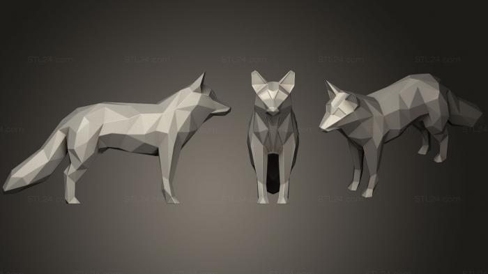 Animal figurines (Polygonal Redfox Parametric, STKJ_1354) 3D models for cnc