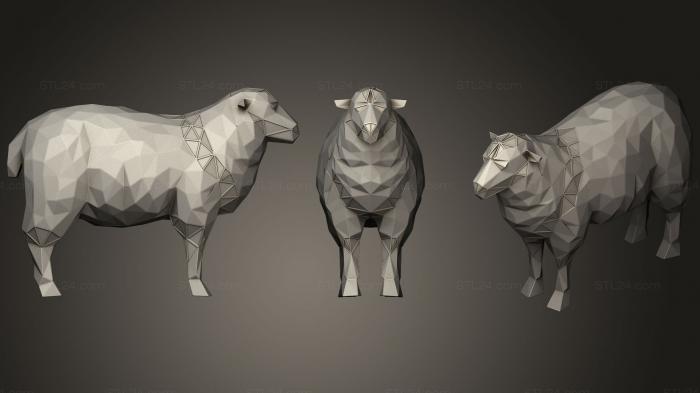 Статуэтки животных (Параметрическая Многоугольная овца, STKJ_1358) 3D модель для ЧПУ станка