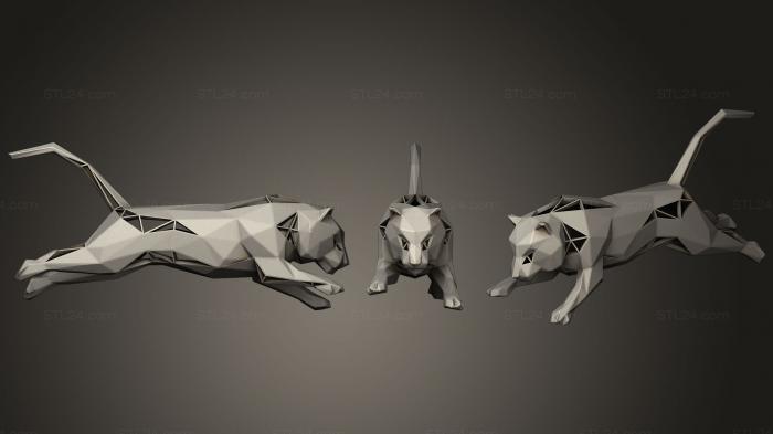 Animal figurines (Polygonal Tiger Parametric, STKJ_1362) 3D models for cnc