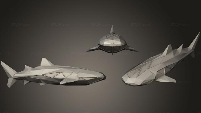 Статуэтки животных (Полигональная Китовая Акула Параметрическая, STKJ_1365) 3D модель для ЧПУ станка