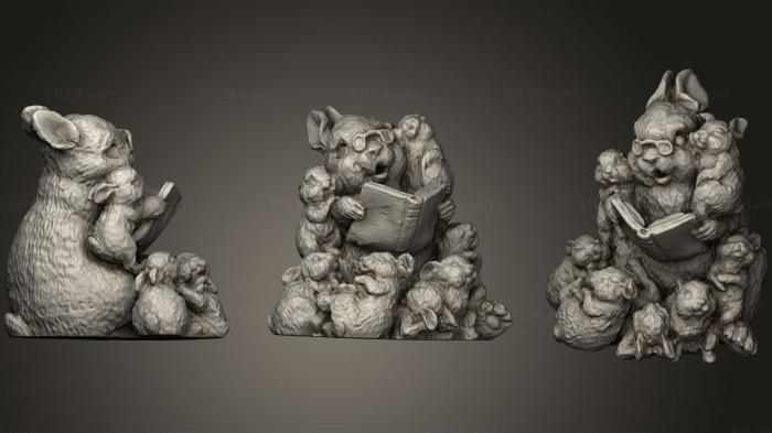 Animal figurines (Rabbit Family Ornament, STKJ_1379) 3D models for cnc
