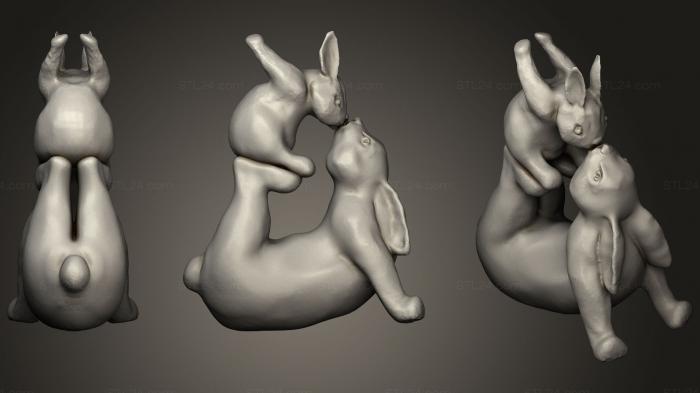 Animal figurines (Rabbit Mom And Bunny Baby, STKJ_1381) 3D models for cnc