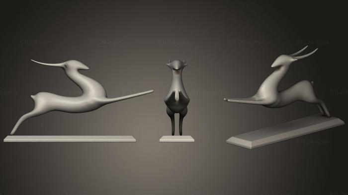 Animal figurines (Resting Antelope Sculpture 2, STKJ_1412) 3D models for cnc