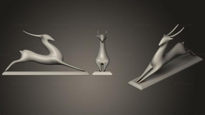 Animal figurines (Resting Antelope Sculpture, STKJ_1413) 3D models for cnc