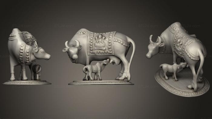 Статуэтки животных (Священная Корова с Теленком, STKJ_1425) 3D модель для ЧПУ станка
