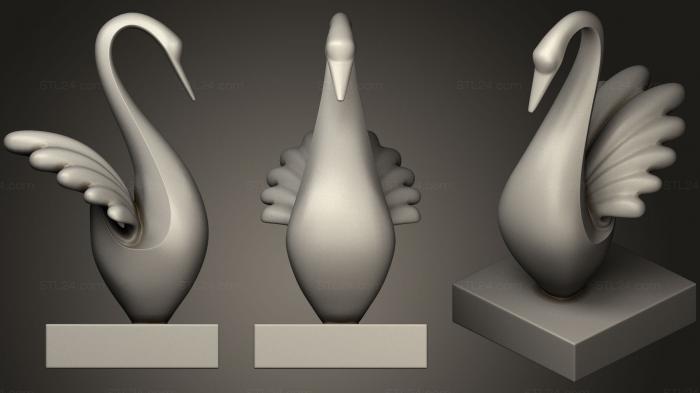 Статуэтки животных (Скульптура Серебряный лебедь, STKJ_1444) 3D модель для ЧПУ станка