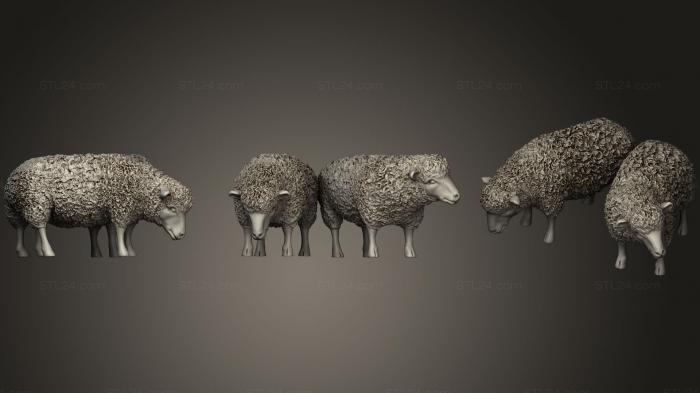 Статуэтки животных (Пастух и овцы.5, STKJ_1460) 3D модель для ЧПУ станка