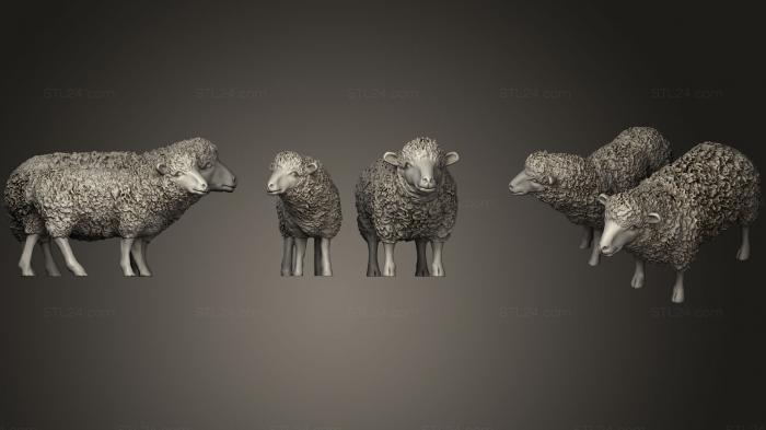 Статуэтки животных (Пастух и овцы.6, STKJ_1461) 3D модель для ЧПУ станка