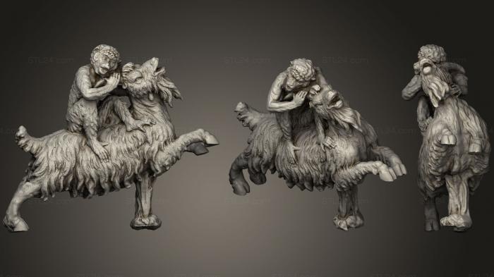 Статуэтки животных (Singe assis sur un bouc, STKJ_1468) 3D модель для ЧПУ станка