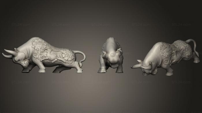 Статуэтки животных (Сильный Золотой Бык, STKJ_1507) 3D модель для ЧПУ станка
