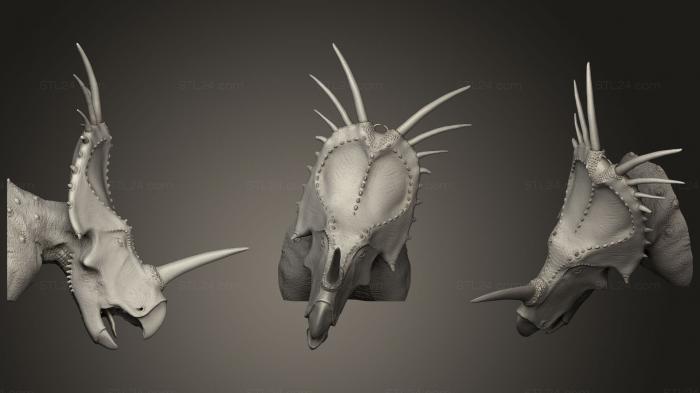 Animal figurines (Styracosaurus Albertensis Bust, STKJ_1512) 3D models for cnc