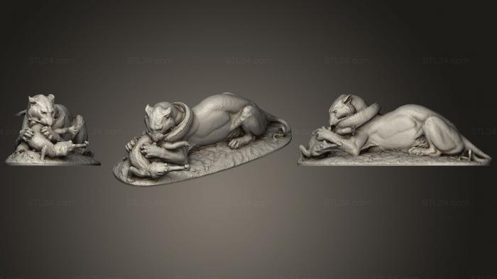 Статуэтки животных (Тигр и Главиал, STKJ_1556) 3D модель для ЧПУ станка