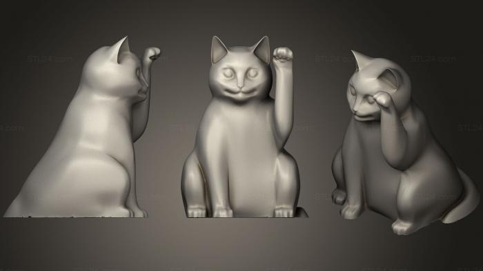 Animal figurines (Waving Lucky Cat  Maneki Neko, STKJ_1611) 3D models for cnc