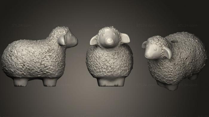 Статуэтки животных (Шерстяная овца с отверстием для подвески, STKJ_1630) 3D модель для ЧПУ станка