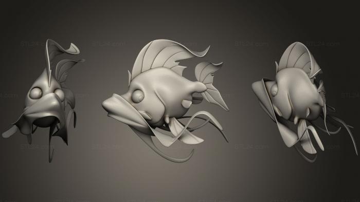 Статуэтки животных (Зодиак Рыбы 3D Пинап Серия 2, STKJ_1633) 3D модель для ЧПУ станка