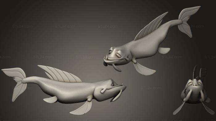 Статуэтки животных (Зодиак Рыбы 3D Пинап Серия 6, STKJ_1637) 3D модель для ЧПУ станка