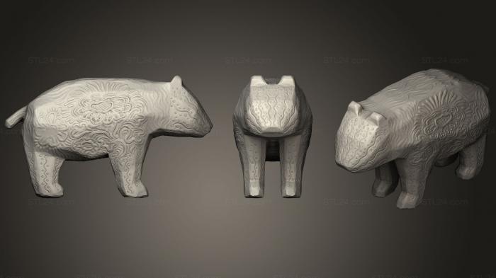 Статуэтки животных (Резной медведь для печати, STKJ_1679) 3D модель для ЧПУ станка