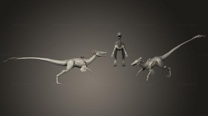 Статуэтки животных (Compsognathus длиннохвостый, STKJ_1685) 3D модель для ЧПУ станка