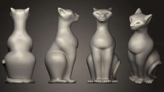 Статуэтки животных (Фигурка Сидящего кота, STKJ_1794) 3D модель для ЧПУ станка