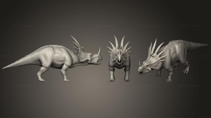 Animal figurines (Styracosaurus A Rigged animated v, STKJ_1800) 3D models for cnc