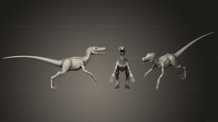 Animal figurines (Velociraptor Mongoliensis featherless, STKJ_1824) 3D models for cnc