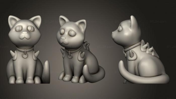 Статуэтки животных (Бронированный Кот, STKJ_1854) 3D модель для ЧПУ станка