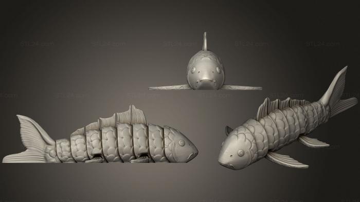 Animal figurines (Articulated Flexi Koi Fish, STKJ_1867) 3D models for cnc