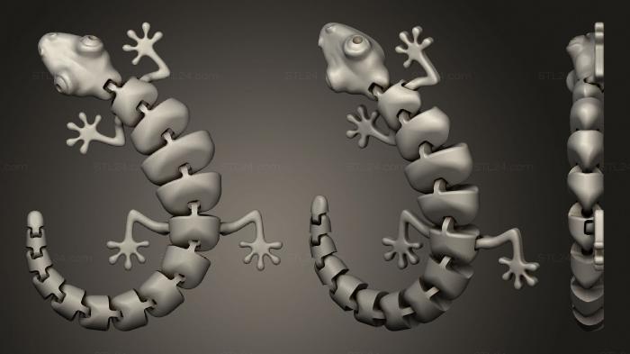 Статуэтки животных (Сочлененная Ящерица гибкая, STKJ_1871) 3D модель для ЧПУ станка