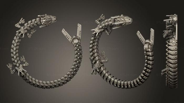 Статуэтки животных (Сочлененный Механический Дракон Изогнутый V2, STKJ_1873) 3D модель для ЧПУ станка