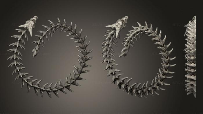 Статуэтки животных (СОЧЛЕНЕННЫЙ скелет дракона, STKJ_1879) 3D модель для ЧПУ станка