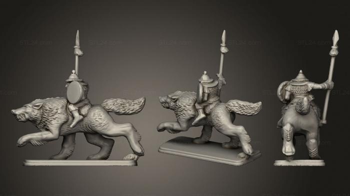 Статуэтки животных (Мастера битвы Гоблины-Волчьи Всадники Армии Хаоса, STKJ_1900) 3D модель для ЧПУ станка