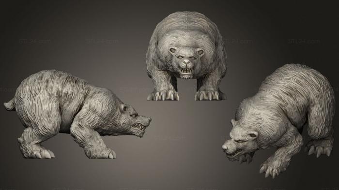 Animal figurines (Bear Aggressive, STKJ_1905) 3D models for cnc